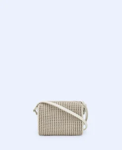 Adolfo Dominguez Bolsos>Bandolera Pequena Reciclada Trenzada Gris Claro