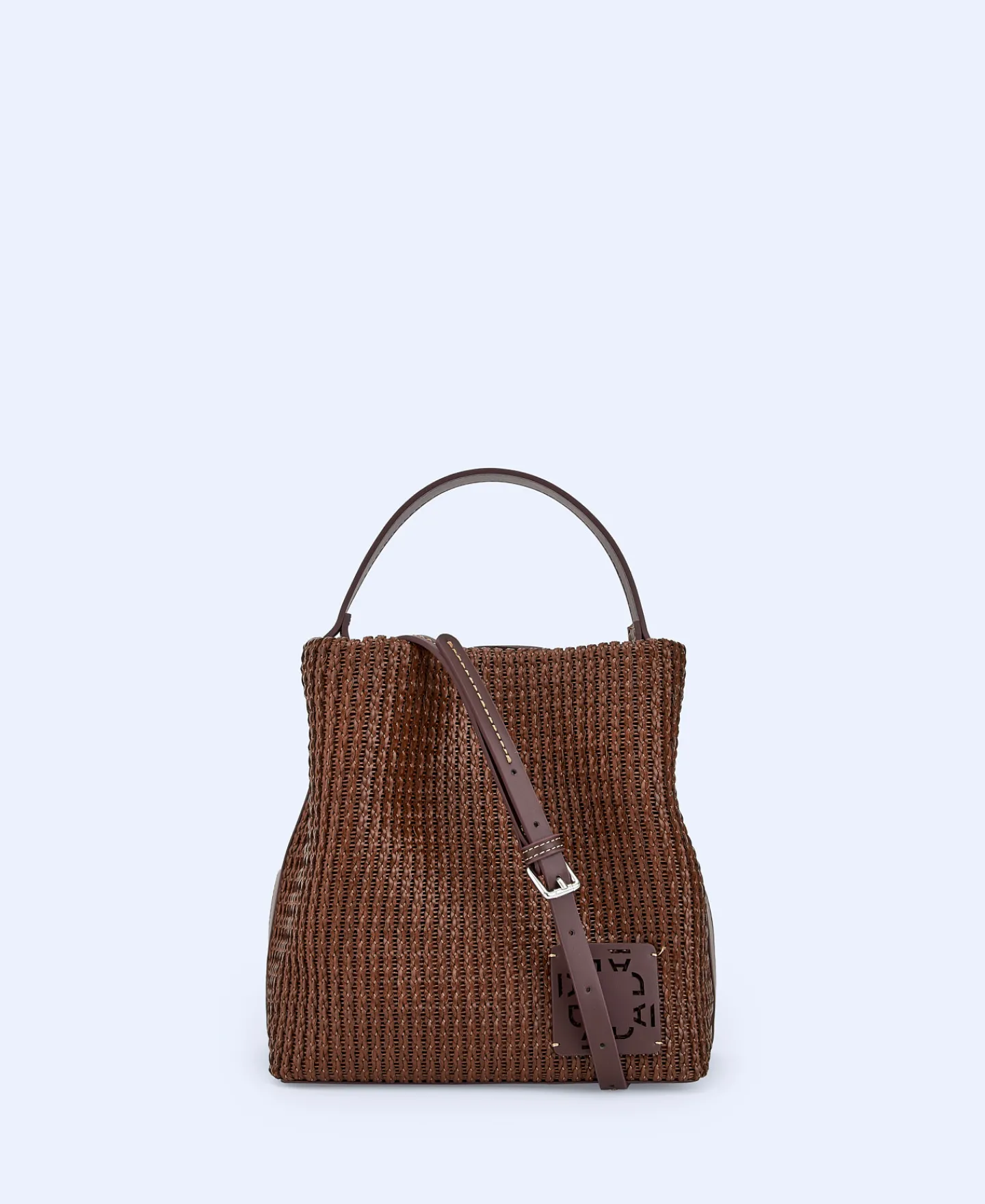 Adolfo Dominguez Bolsos>Bolso Cubo Reciclado Trenzado Mediano Chocolate