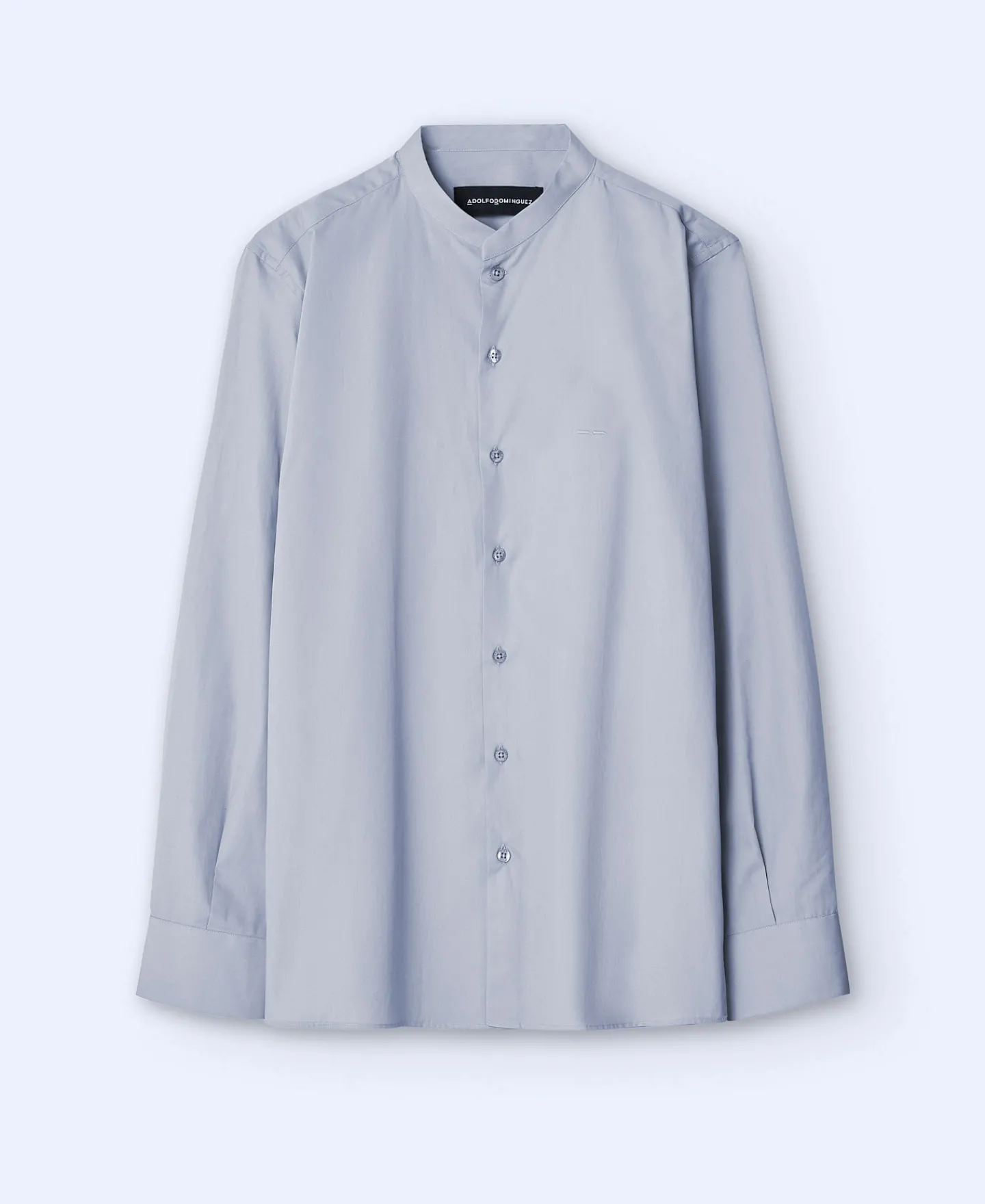 Adolfo Dominguez Camisas>Camisa Cuello Mao En Algodon Organico Gris Claro