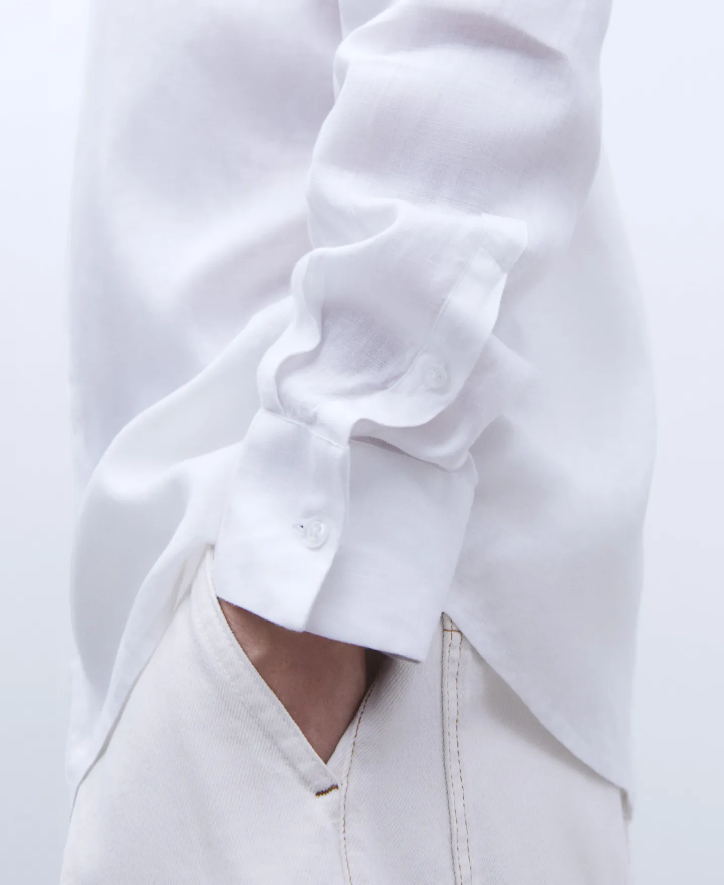 Adolfo Dominguez Camisas>Camisa Cuello Mao En Lino 100% Blanco