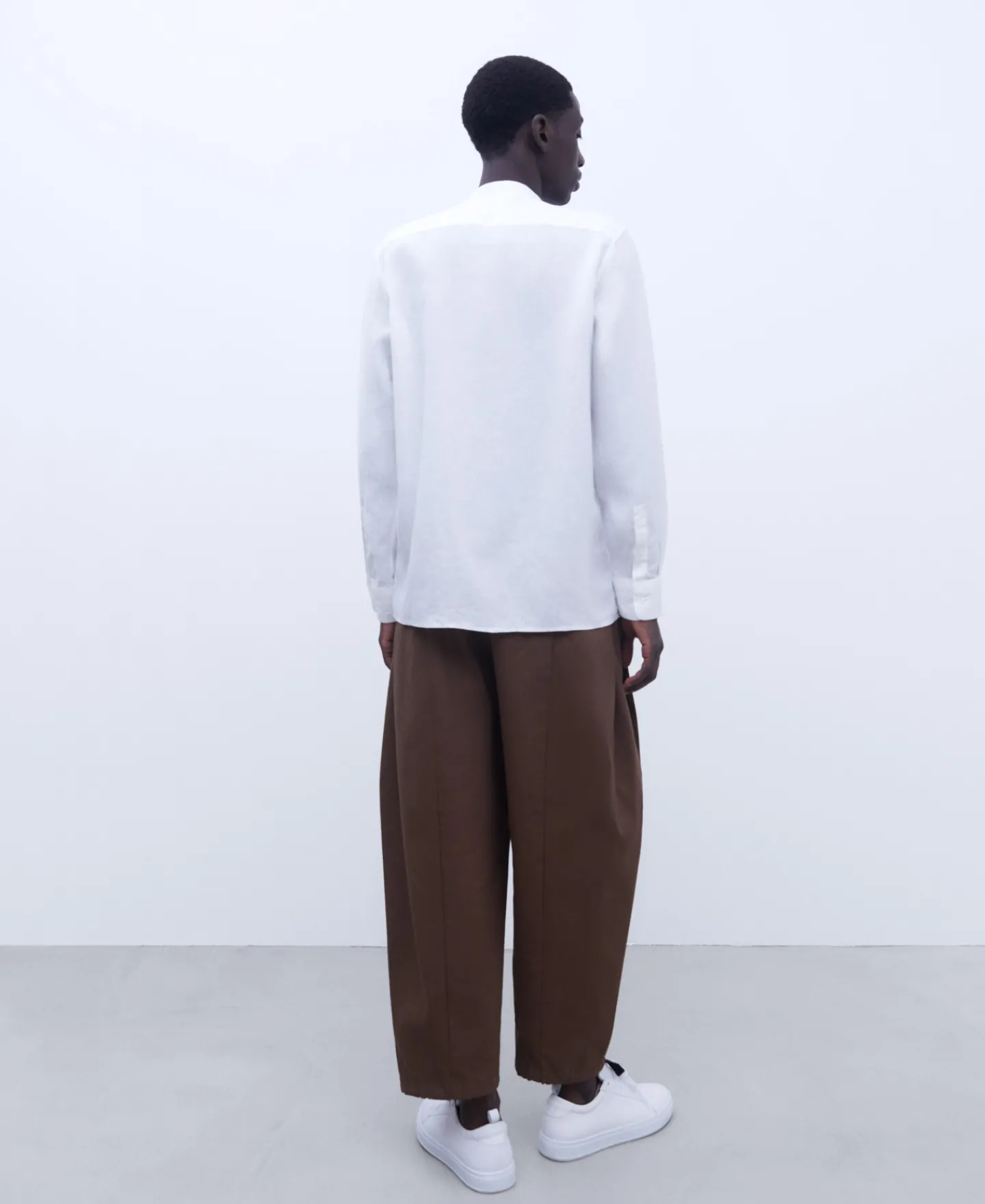 Adolfo Dominguez Camisas>Camisa Cuello Mao En Lino Blanco