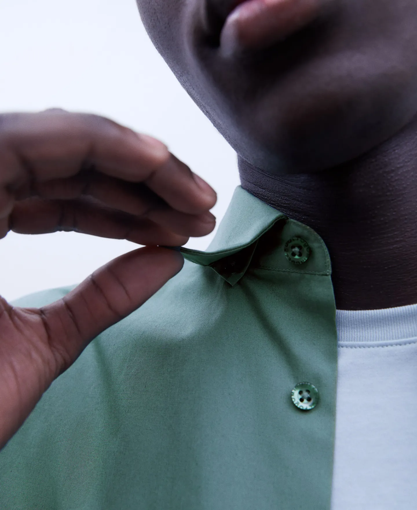 Adolfo Dominguez Camisas>Camisa Cuello Solapa Algodon Organico Verde Gris