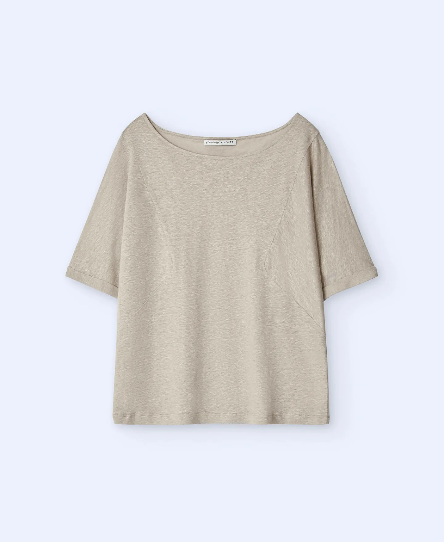 Adolfo Dominguez Camisetas>Camiseta Cuello Barco En Lino Piedra