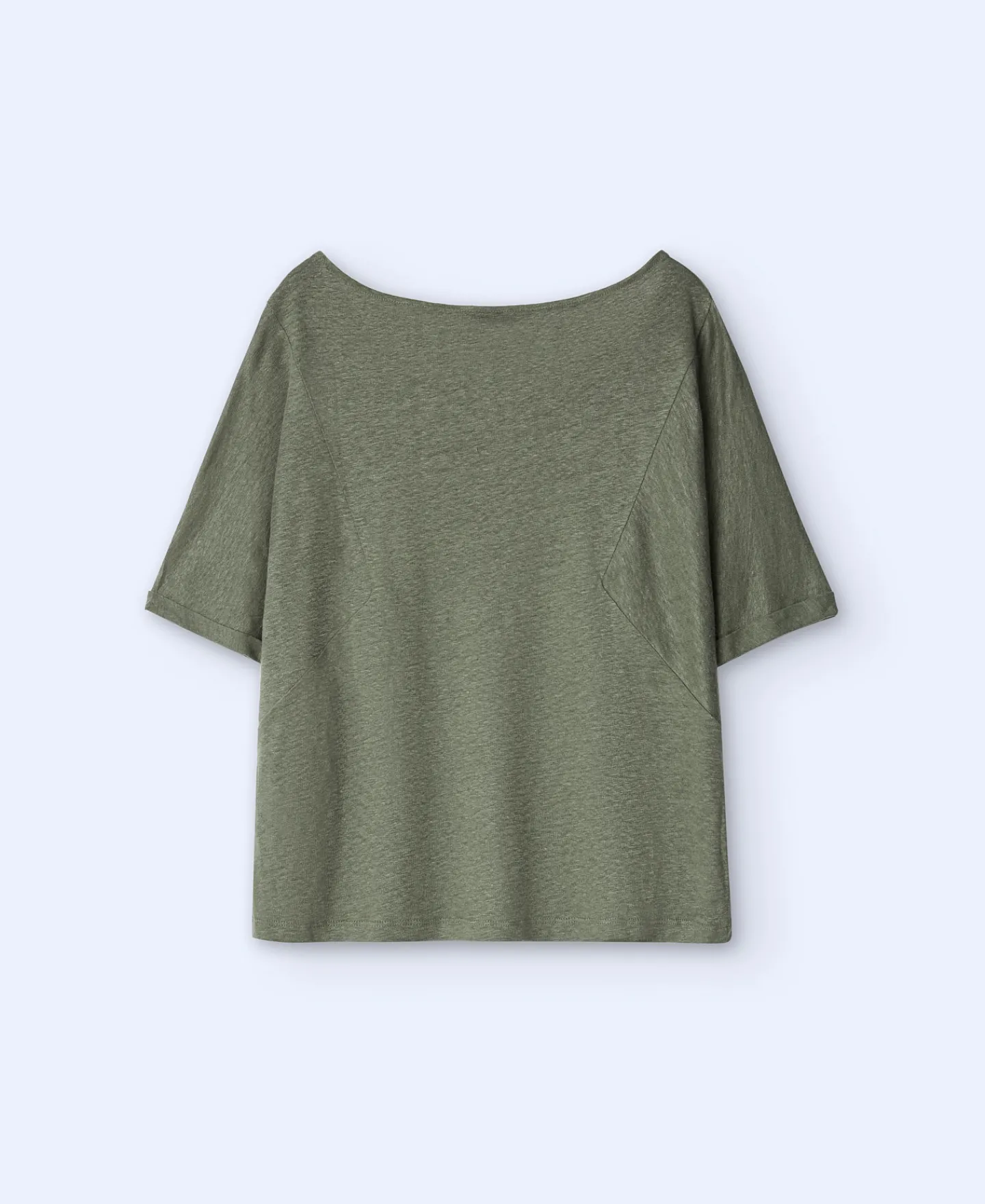 Adolfo Dominguez Camisetas>Camiseta Cuello Barco En Lino Verde Oscuro