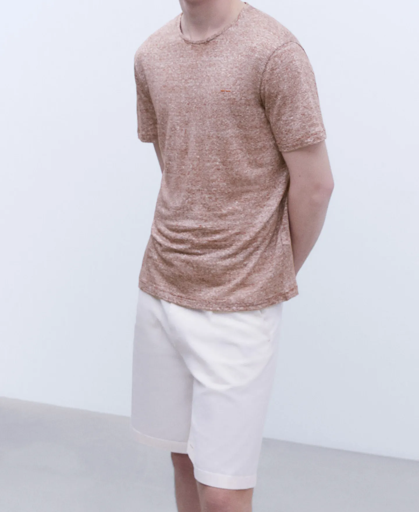 Adolfo Dominguez Camisetas Y Polos>Camiseta Cuello Redondo En Lino Europeo Terracota