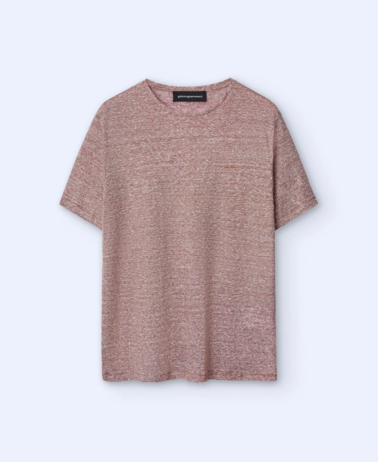 Adolfo Dominguez Camisetas Y Polos>Camiseta Cuello Redondo En Lino Europeo Terracota