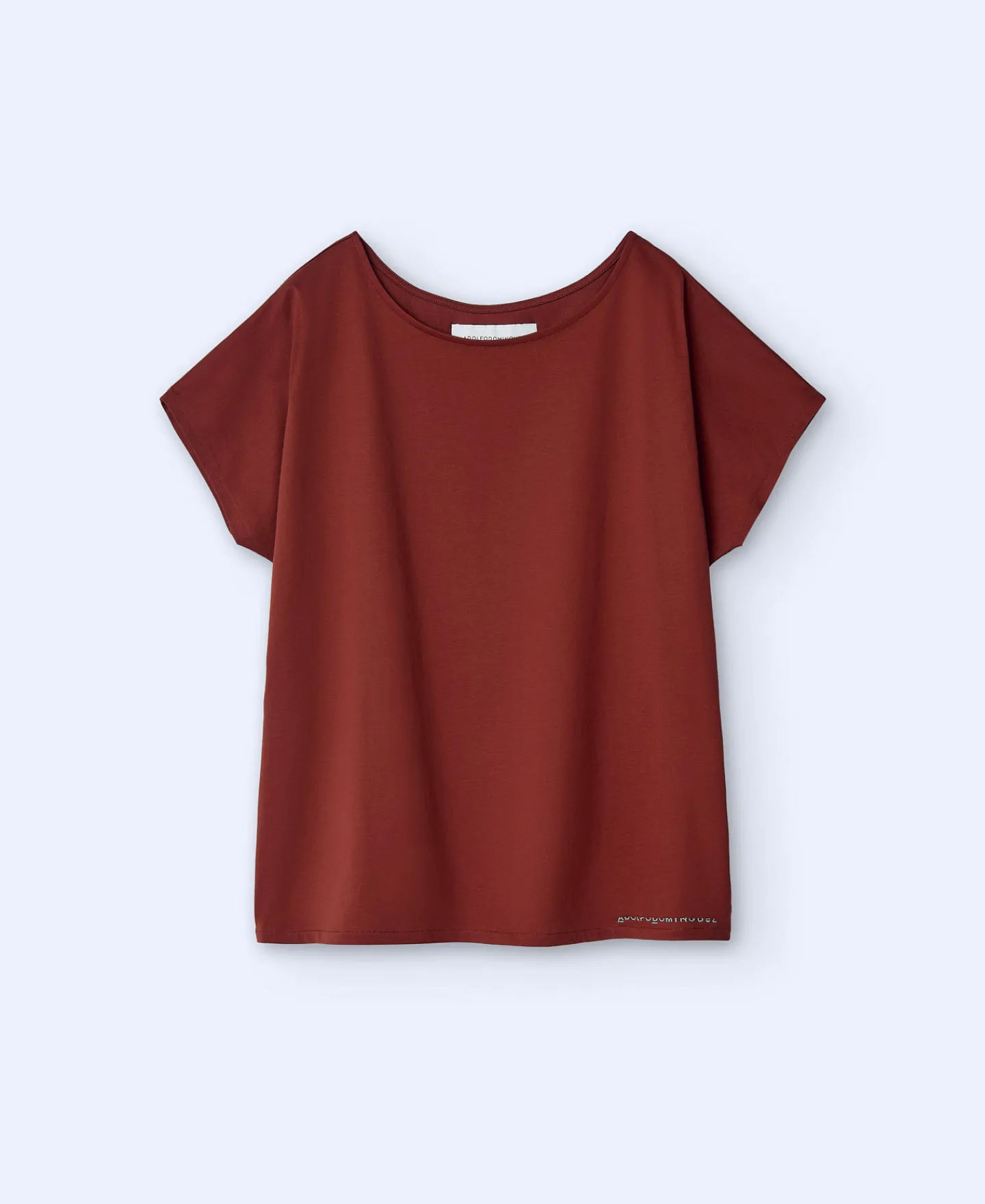 Adolfo Dominguez Camisetas>Camiseta En Algodon Con Cuello Caja Teja