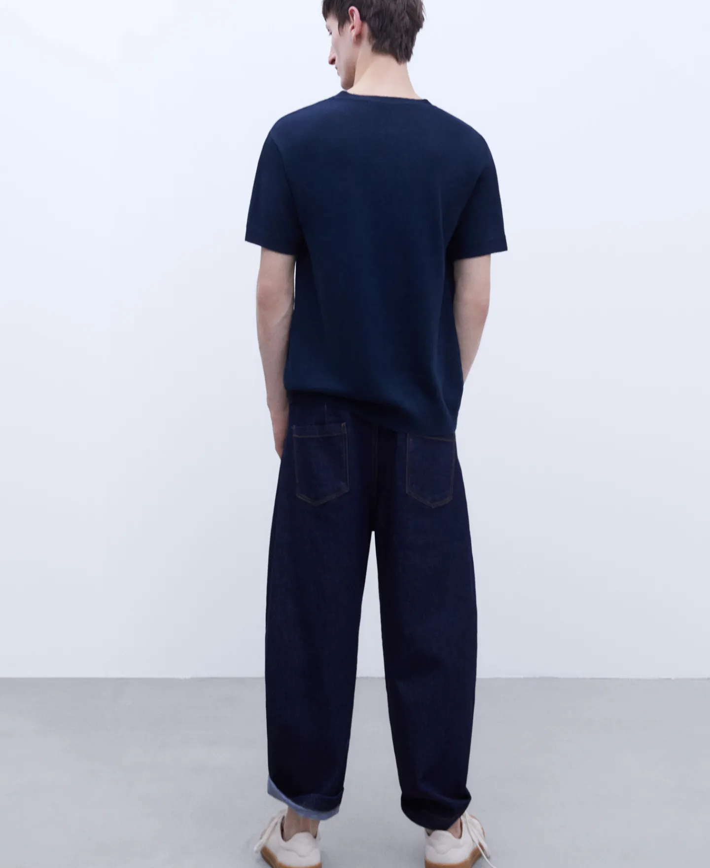 Adolfo Dominguez Camisetas Y Polos>Camiseta En Lino Europeo Y Lyocell Azul Marino