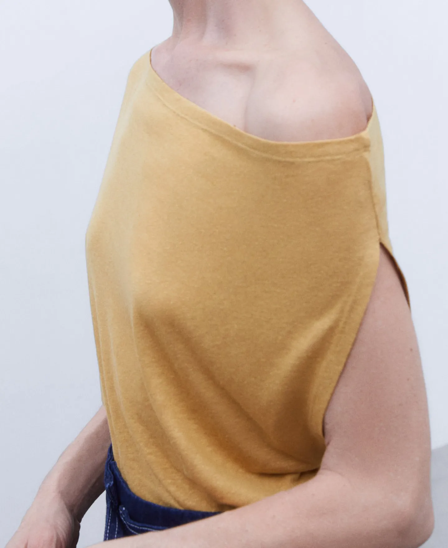 Adolfo Dominguez Camisetas>Camiseta Fluida En Lino Y Lyocell Caramelo