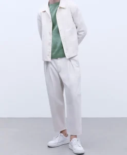 Adolfo Dominguez Camisetas Y Polos>Camiseta Manga Larga En Algodon Verde Gris