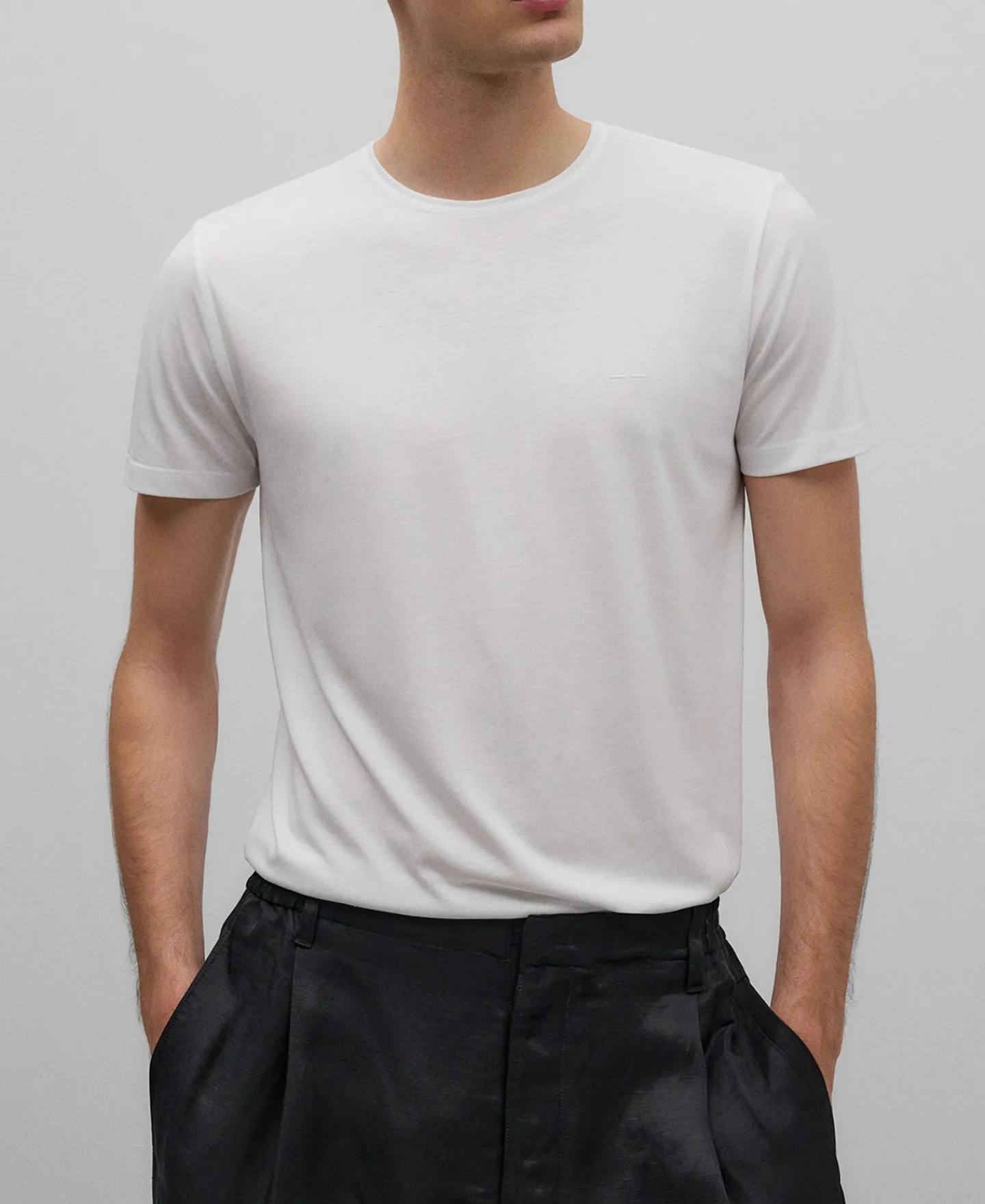 Adolfo Dominguez Camisetas Y Polos>Camiseta Regular Fit En Lyocell Algodon Blanco