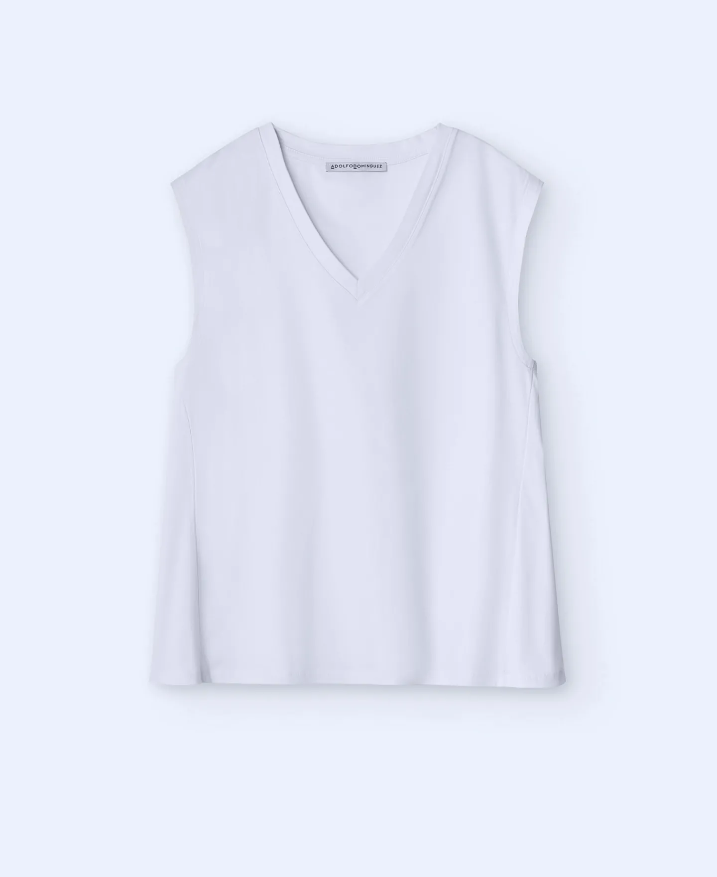 Adolfo Dominguez Camisetas>Camiseta Sin Mangas Escote Pico Estampado Verde/Malva