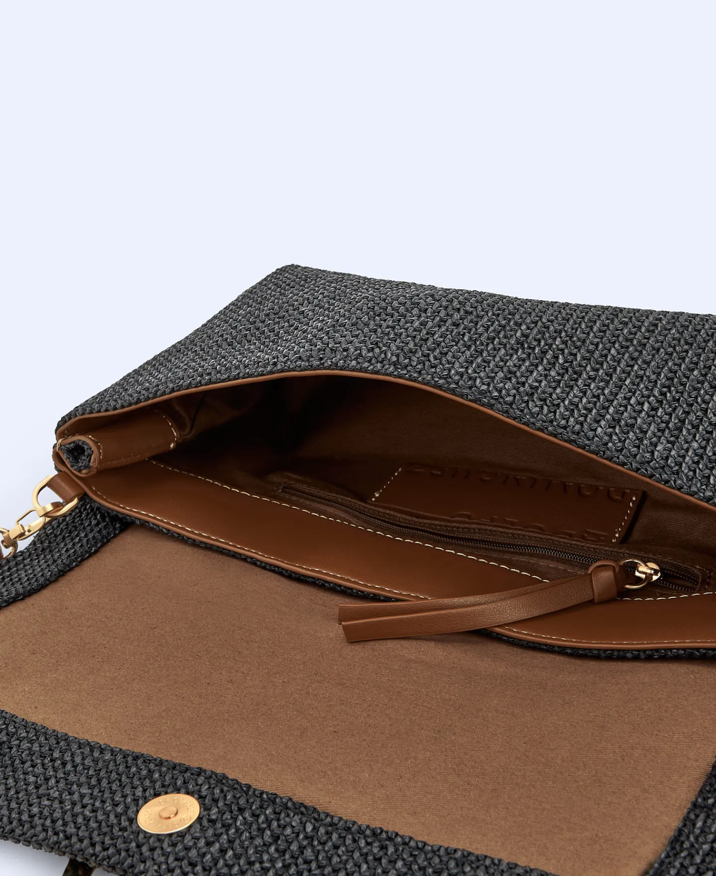 Adolfo Dominguez Bolsos>Cartera De Mano En Tejido Trenzado Negro