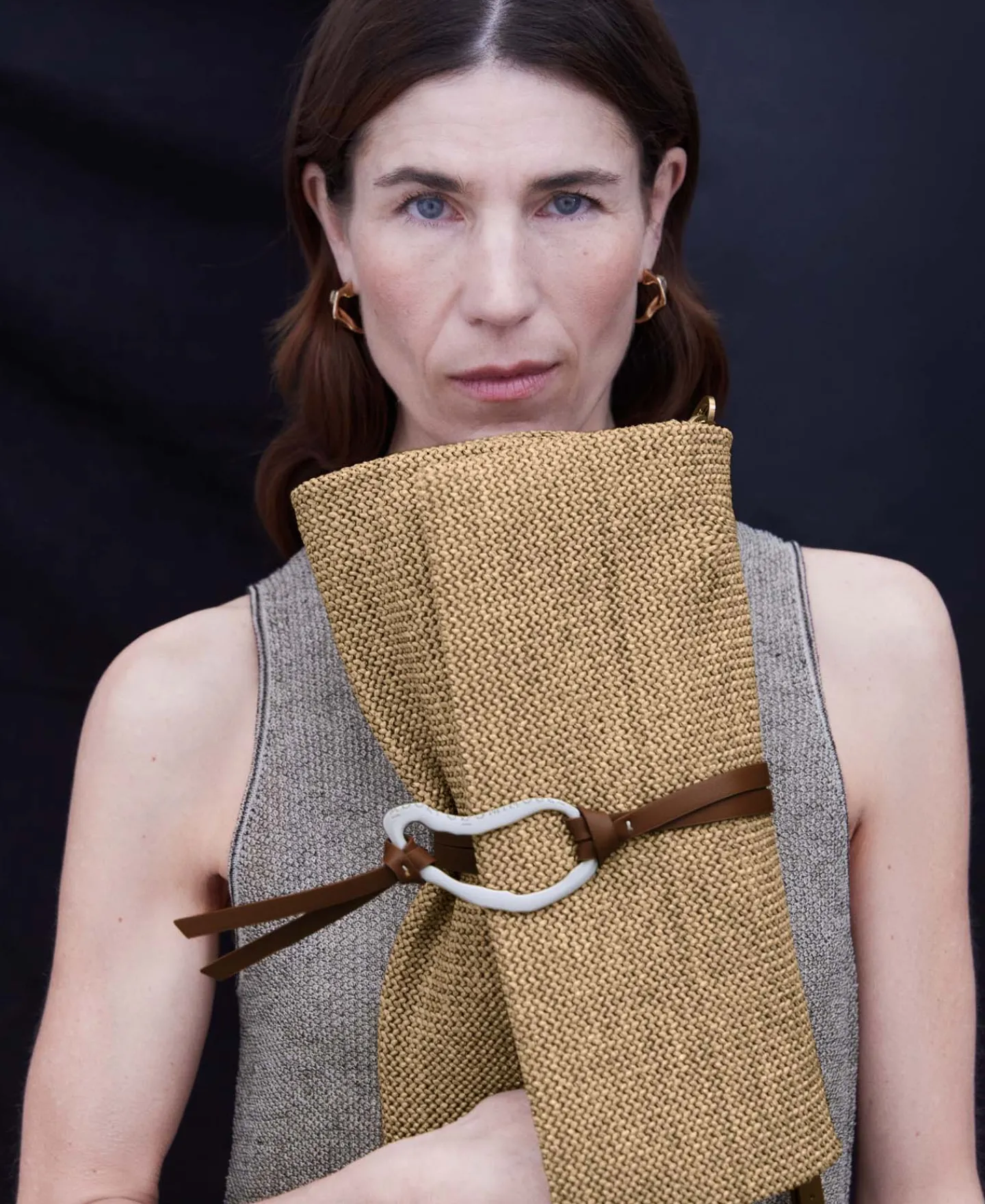 Adolfo Dominguez Bolsos>Cartera De Mano En Tejido Trenzado Natural