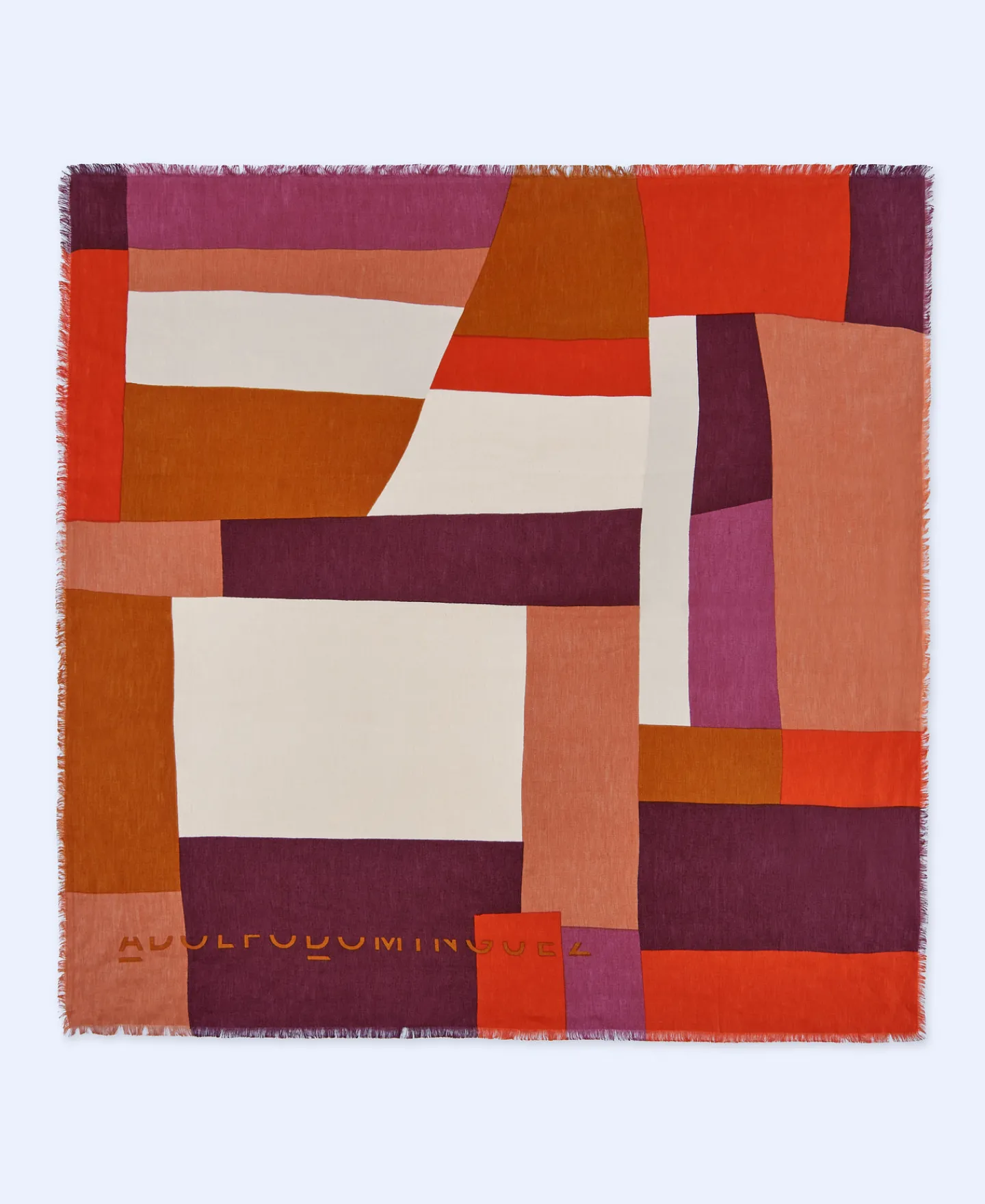 Adolfo Dominguez Foulares>Chal Bloques De Color En Lino Europeo Rojo