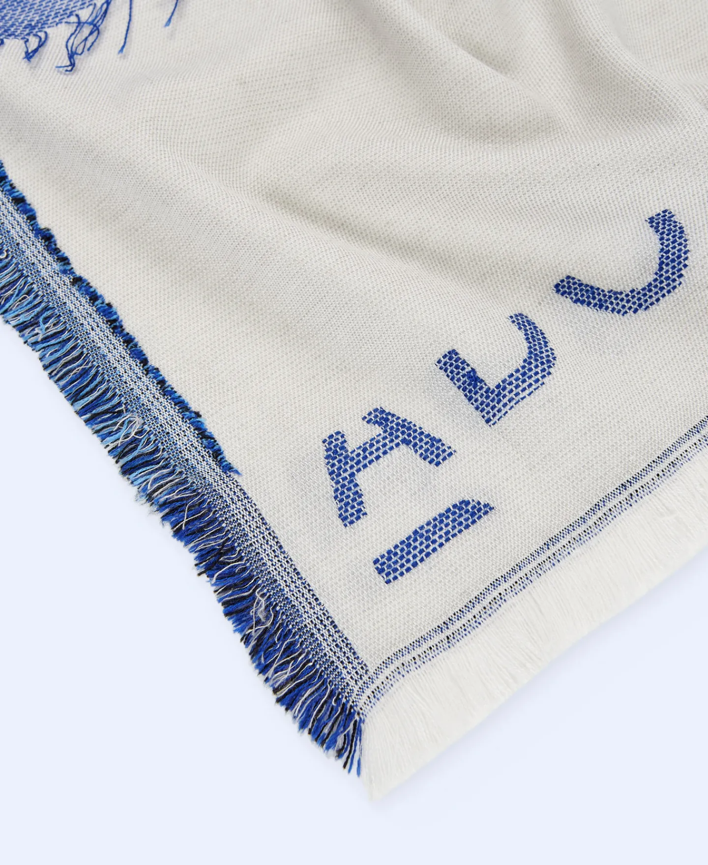 Adolfo Dominguez Foulares>Chal Estampado En Tecnica Cutwork Azul