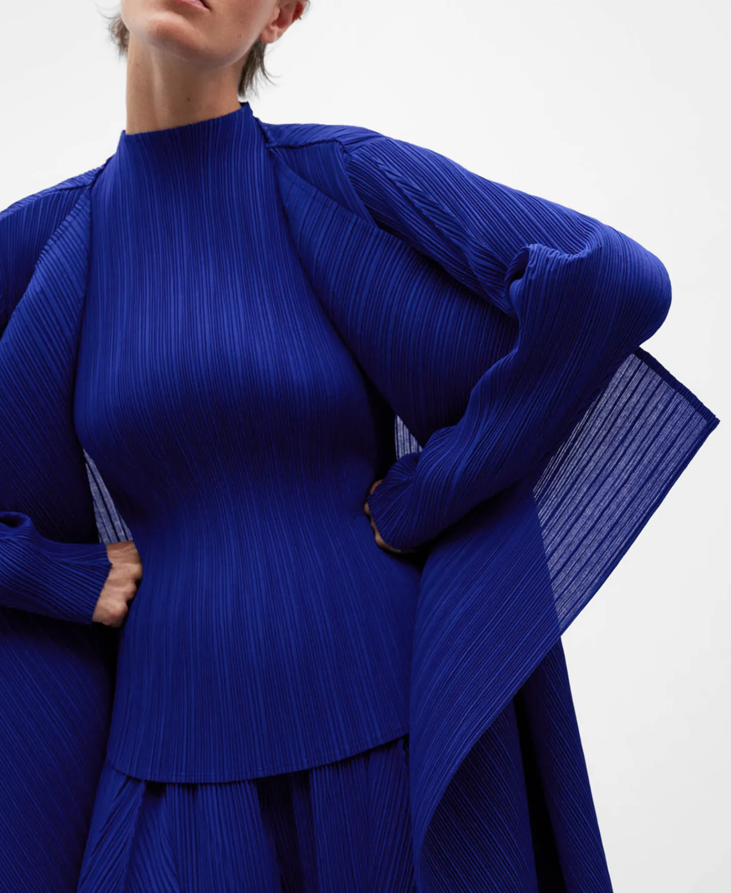 Adolfo Dominguez Abrigos Y Chaquetas>Chaqueta Maxi Solapa En Crinkle Azul Klein