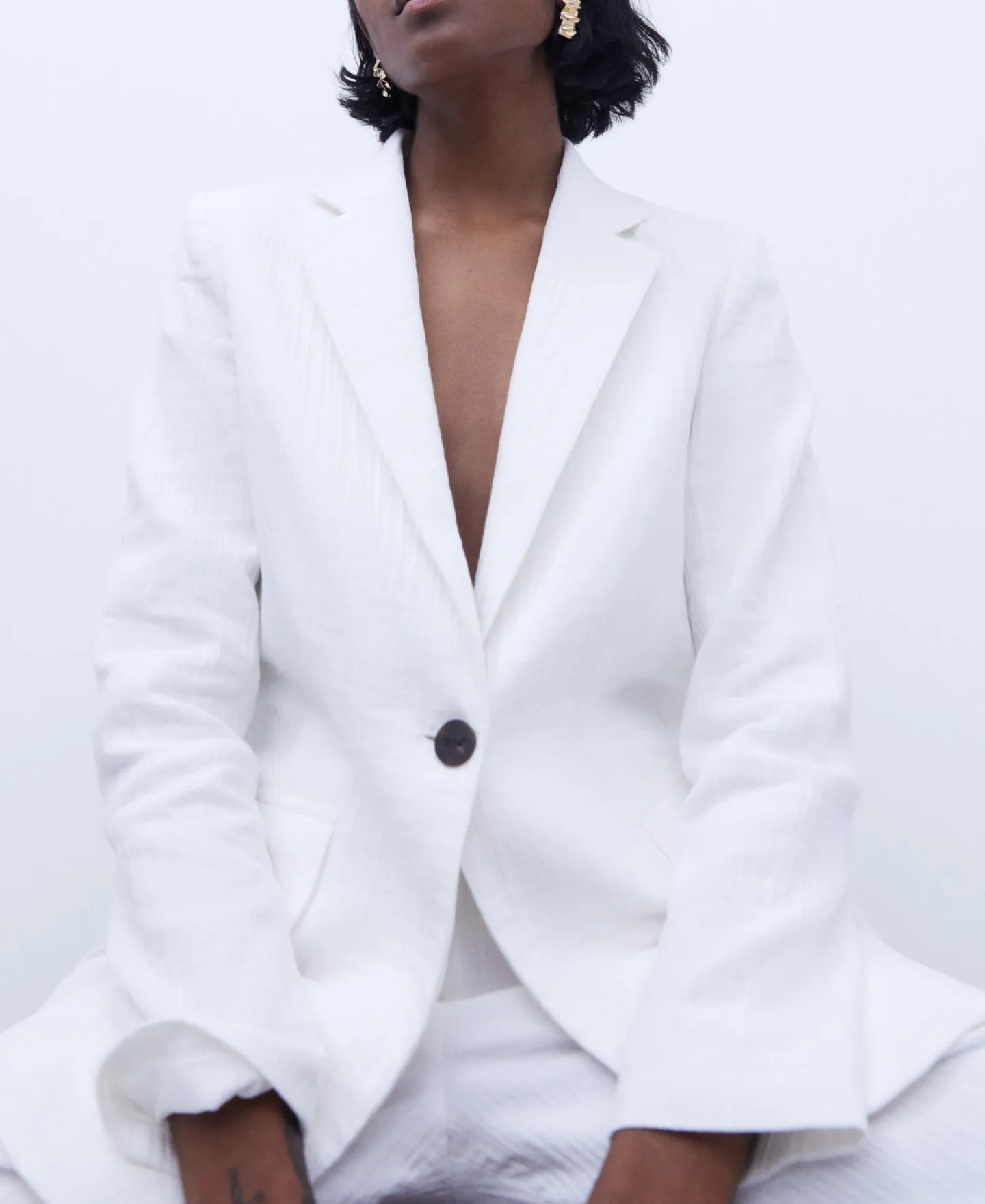 Adolfo Dominguez Blazer>Chaqueta Sastre En Algodon Blanco Natural