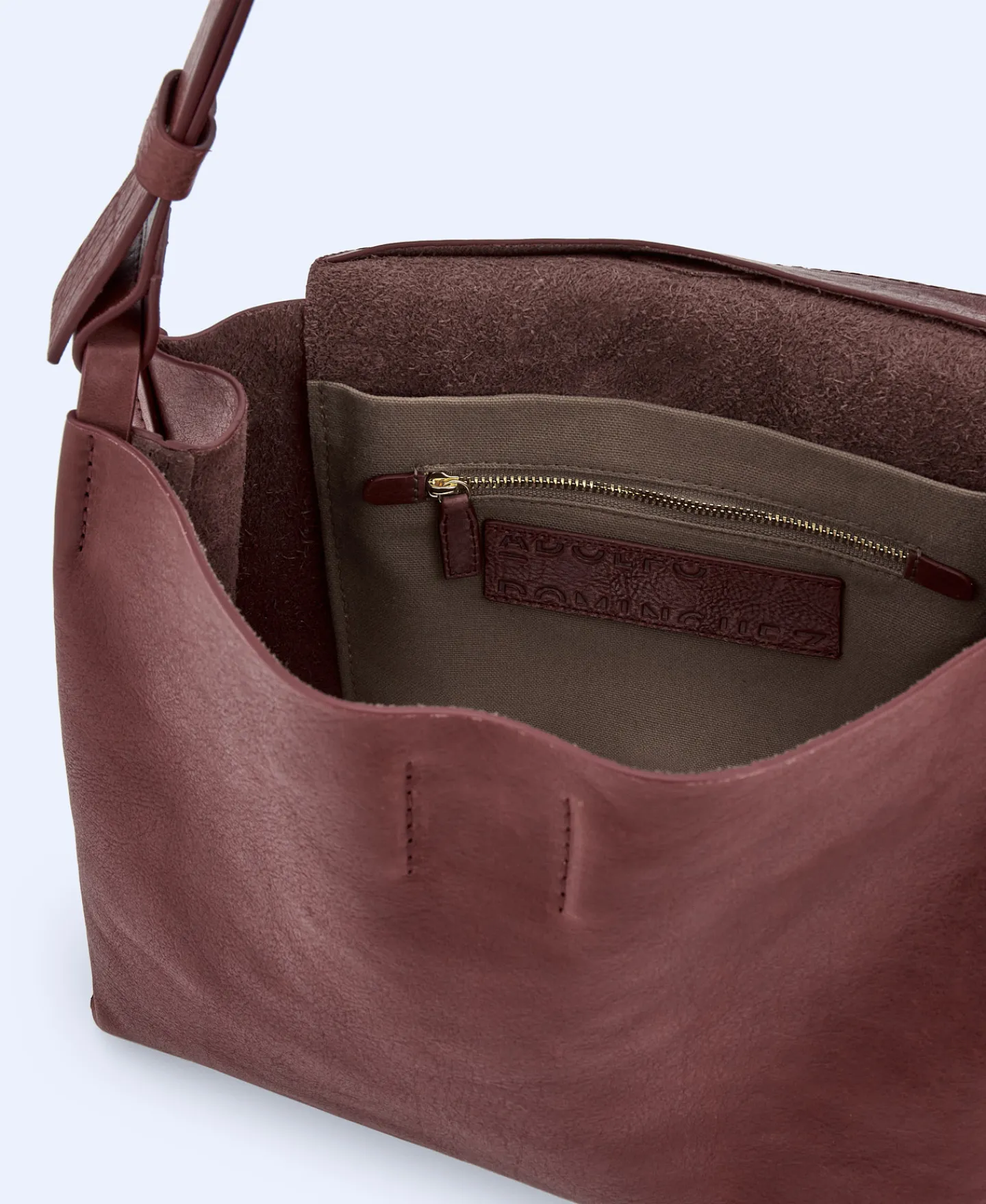 Adolfo Dominguez Bolsos>Citybag En Piel Vaqueta Burdeos