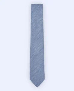 Adolfo Dominguez Corbata>Corbata Jaspeada En Lino Y Seda Azul Celeste