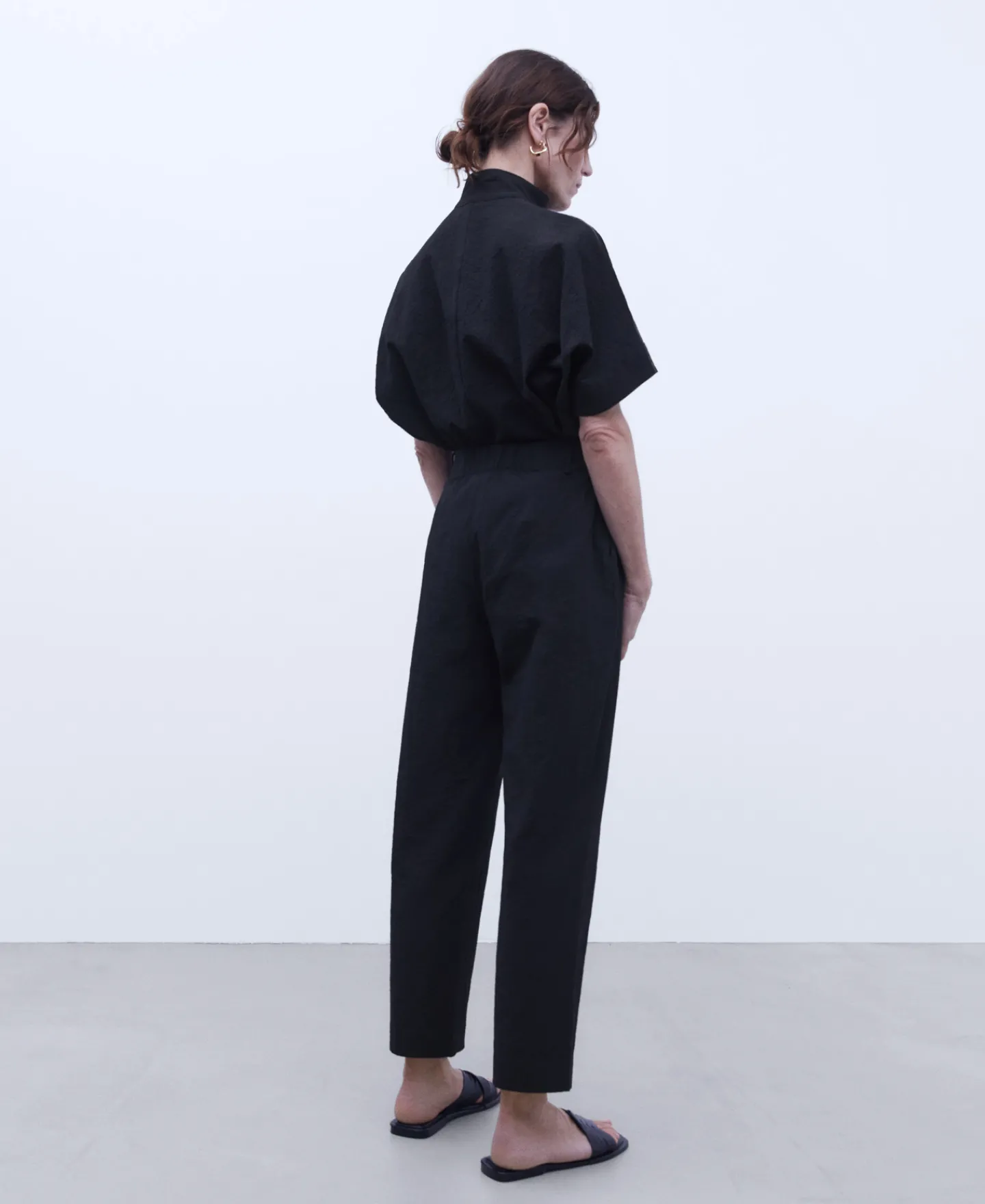 Adolfo Dominguez Pantalones>Pantalon Ancho Tobillero Algodon Etico Negro