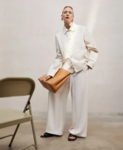 Adolfo Dominguez Pantalones>Pantalon De Corte Recto Crema