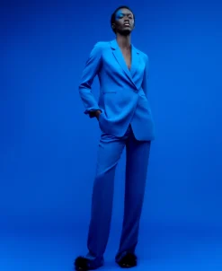 Adolfo Dominguez Pantalones>Pantalon De Pinzas Monocolor Azul