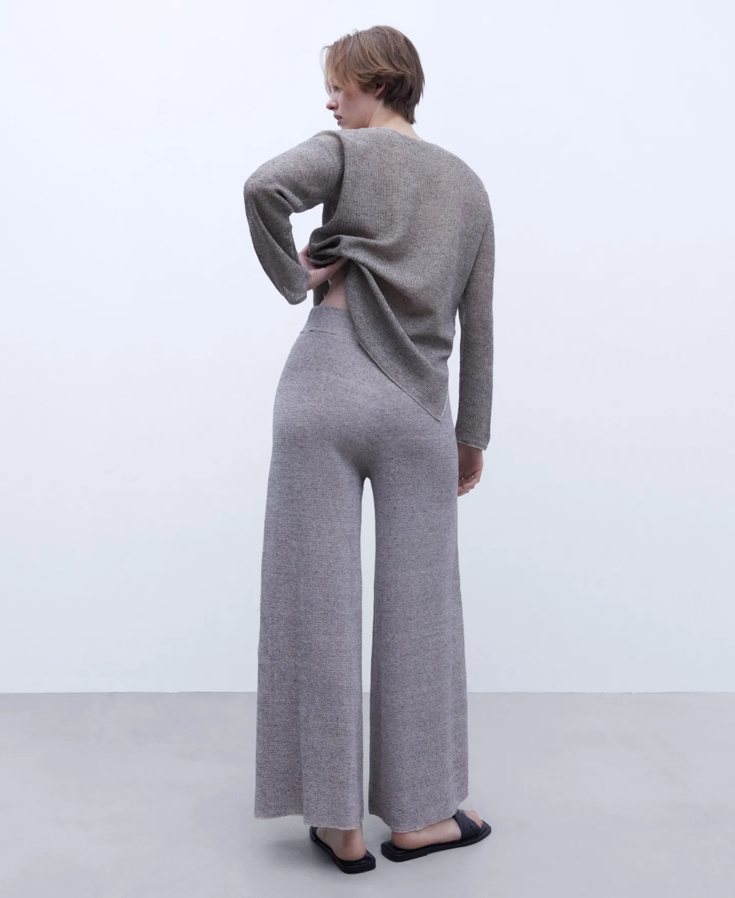 Adolfo Dominguez Pantalones>Pantalon De Punto Pierna Amplia Piedra
