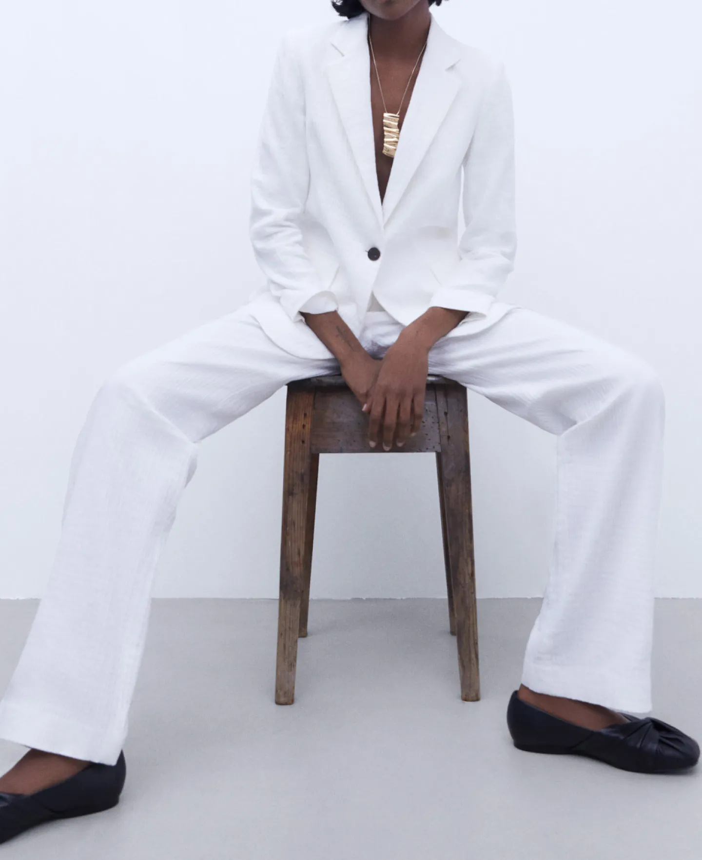 Adolfo Dominguez Pantalones>Pantalon Sastre De Corte Recto Blanco Natural