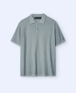 Adolfo Dominguez Camisetas Y Polos>Polo Regular Fit En Algodon Y Viscosa Gris Claro
