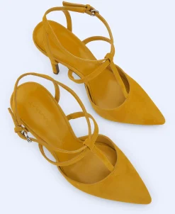 Adolfo Dominguez Zapatos>Salones En Ante Amarillo Curcuma