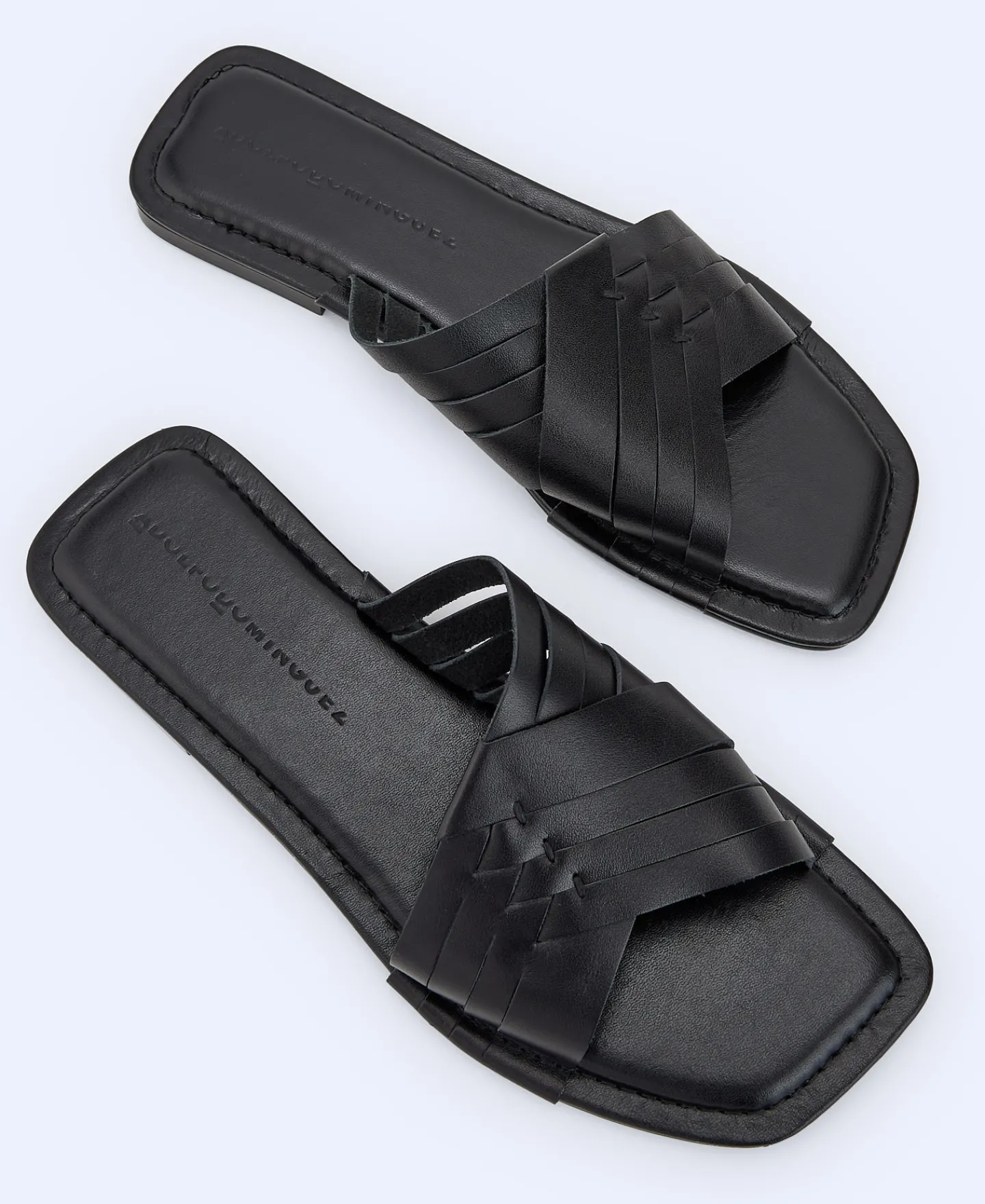 Adolfo Dominguez Zapatos>Sandalia Plana En Piel Trenzada Negro