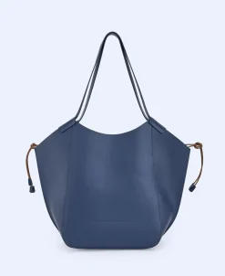 Adolfo Dominguez Bolsos>Shopper En Piel Vaqueta Azul Marino