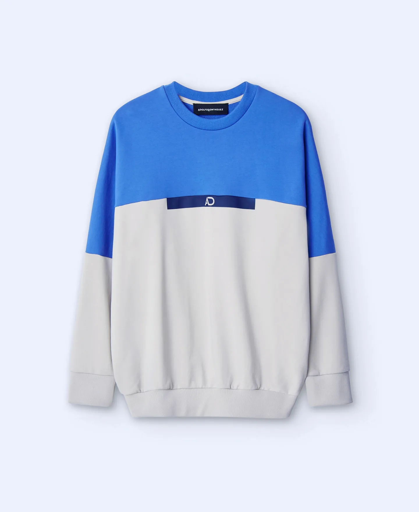 Adolfo Dominguez Sudaderas>Sudadera Oversize En Algodon Bicolor Azul/Gris