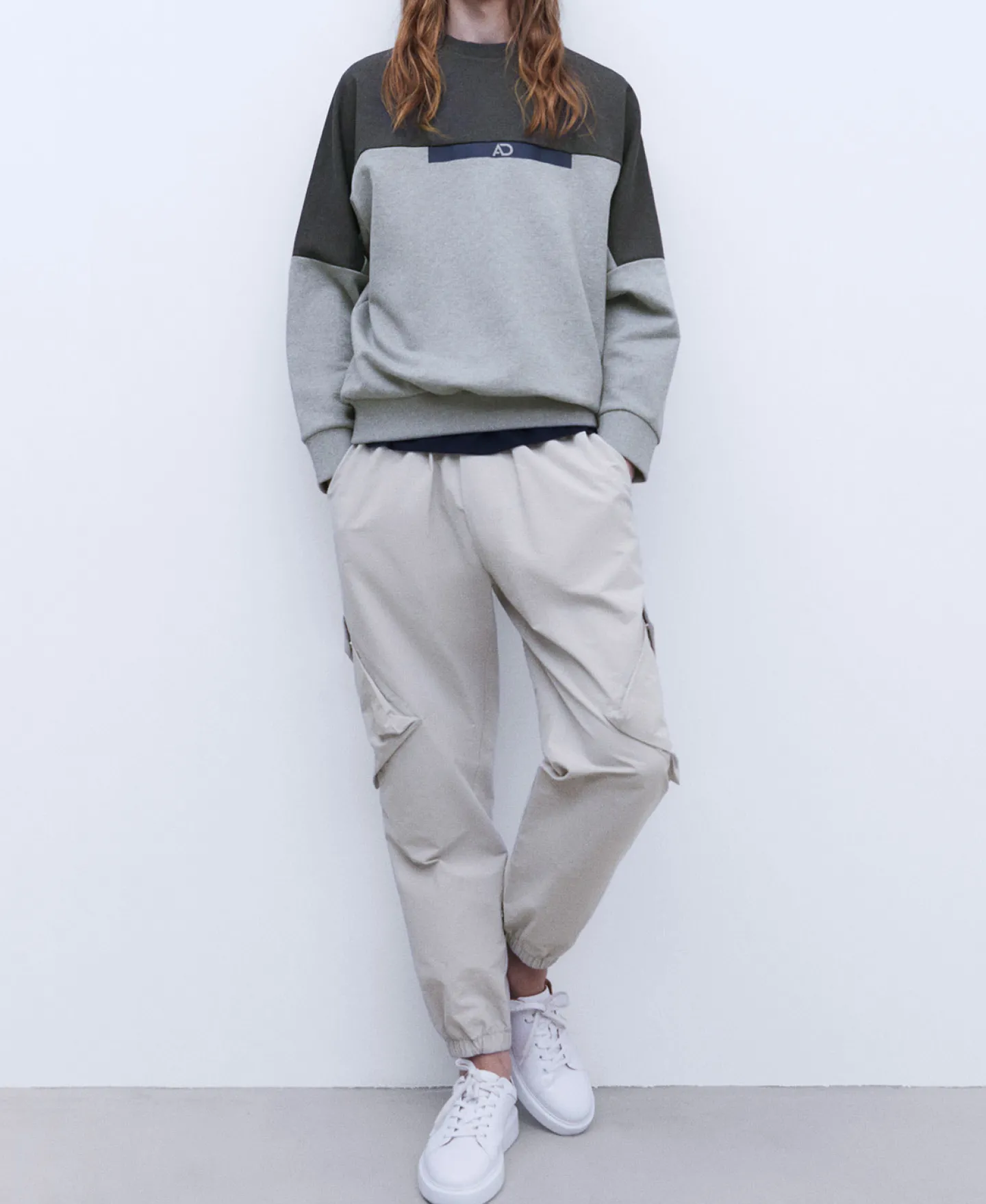 Adolfo Dominguez Sudaderas>Sudadera Oversize En Algodon Bicolor Gris Melange