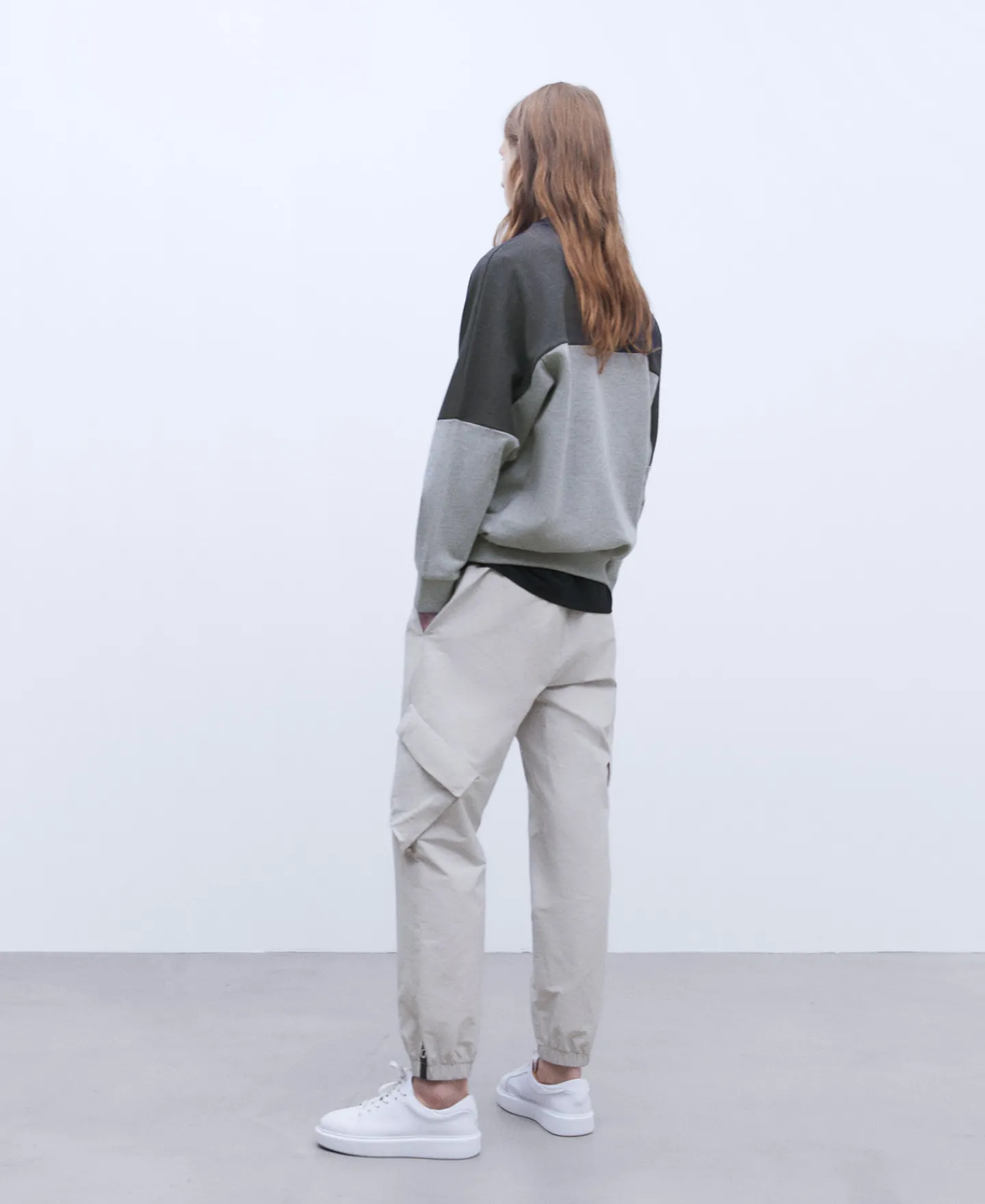 Adolfo Dominguez Sudaderas>Sudadera Oversize En Algodon Bicolor Gris Melange
