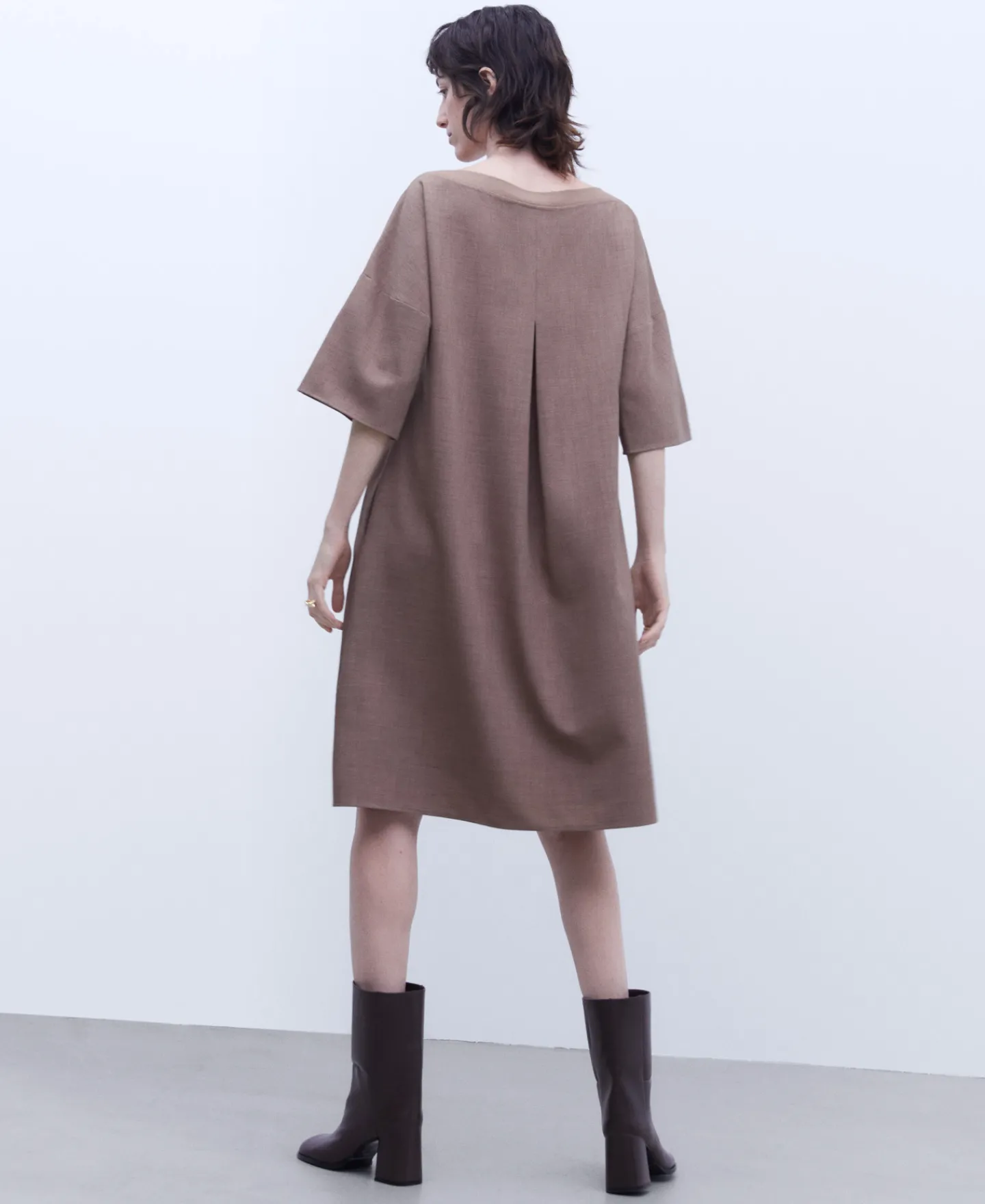 Adolfo Dominguez Vestidos Y Monos>Vestido Corto Evase Camel/Marron