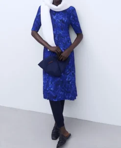 Adolfo Dominguez Vestidos Y Monos>Vestido De Crinkle Estampado Azul Estampado