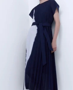Adolfo Dominguez Vestidos Y Monos>Vestido En Crinkle Estampado Blanco/Azul