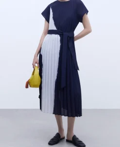 Adolfo Dominguez Vestidos Y Monos>Vestido En Crinkle Estampado Blanco/Azul