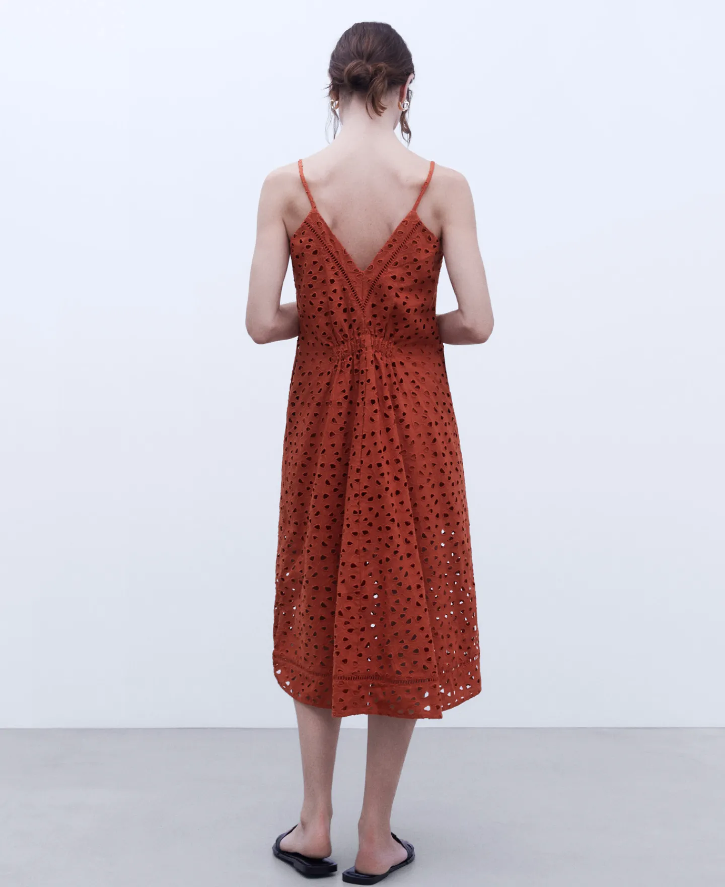 Adolfo Dominguez Vestidos Y Monos>Vestido Escote Pico En Lino Algodon Naranja