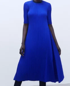 Adolfo Dominguez Vestidos Y Monos>Vestido Evase En Crinkle Azul