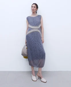 Adolfo Dominguez Vestidos Y Monos>Vestido Largo Con Aplicacion Jacquard Gris Melange