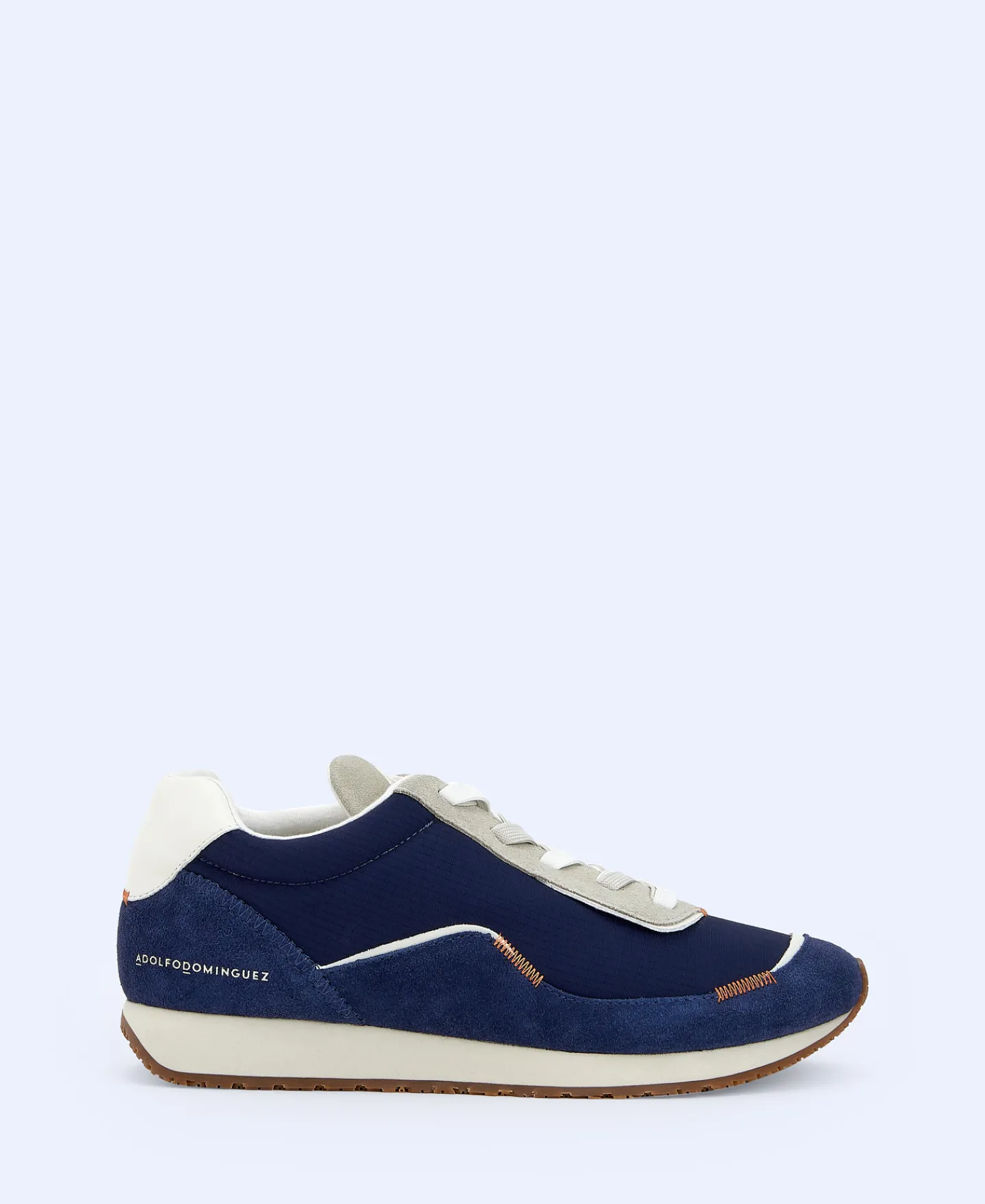 Adolfo Dominguez Zapatos>Zapatilla Deportiva En Piel Y Nailon Azul Marino
